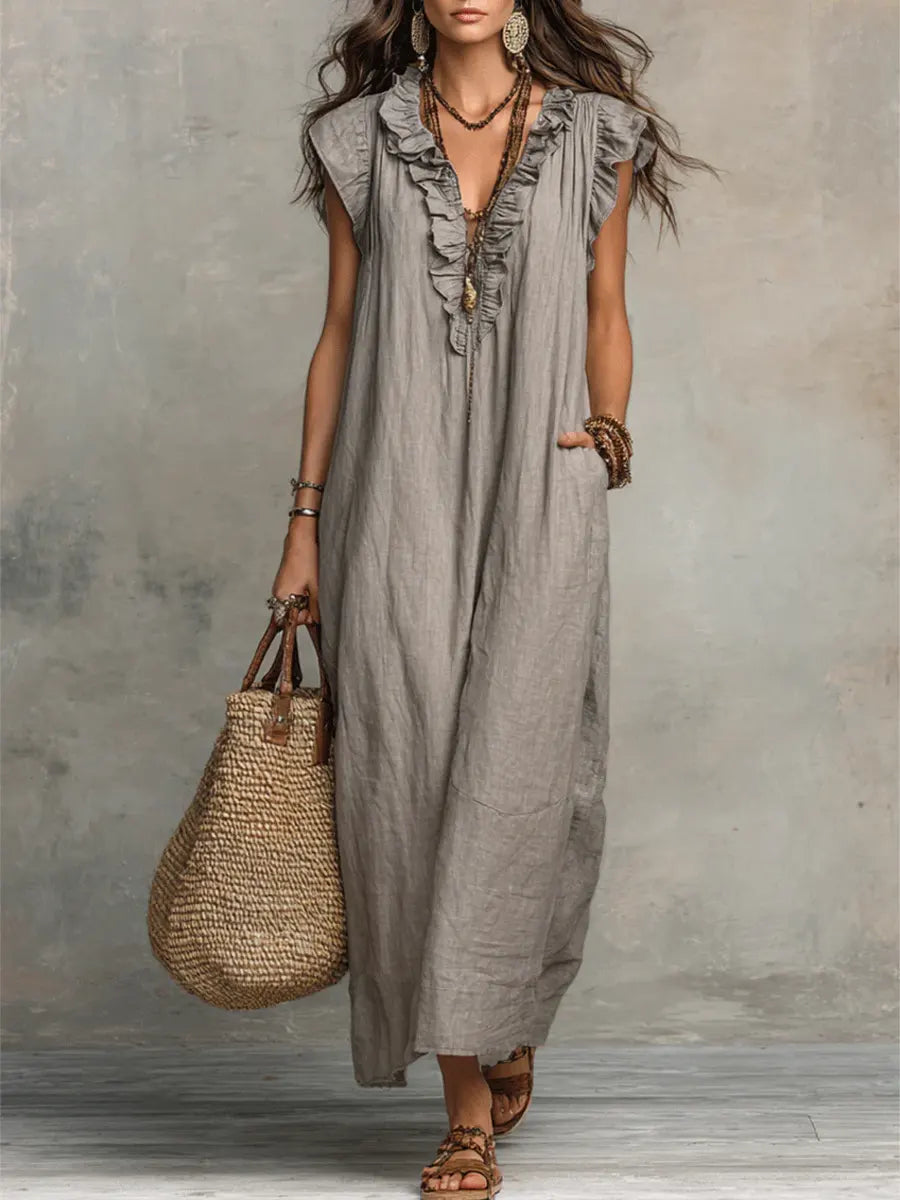 Ivara - Vestido maxi de lino premium