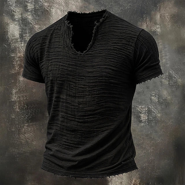 Jarrett - Playera de cuello en V texturizada