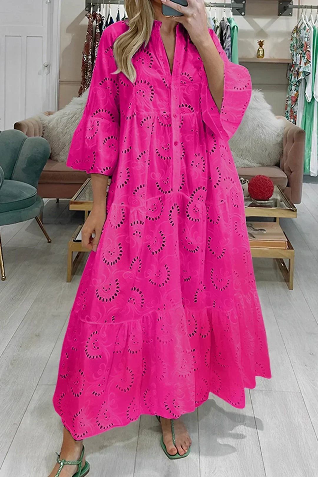 Kylie - Vestido maxi bordado