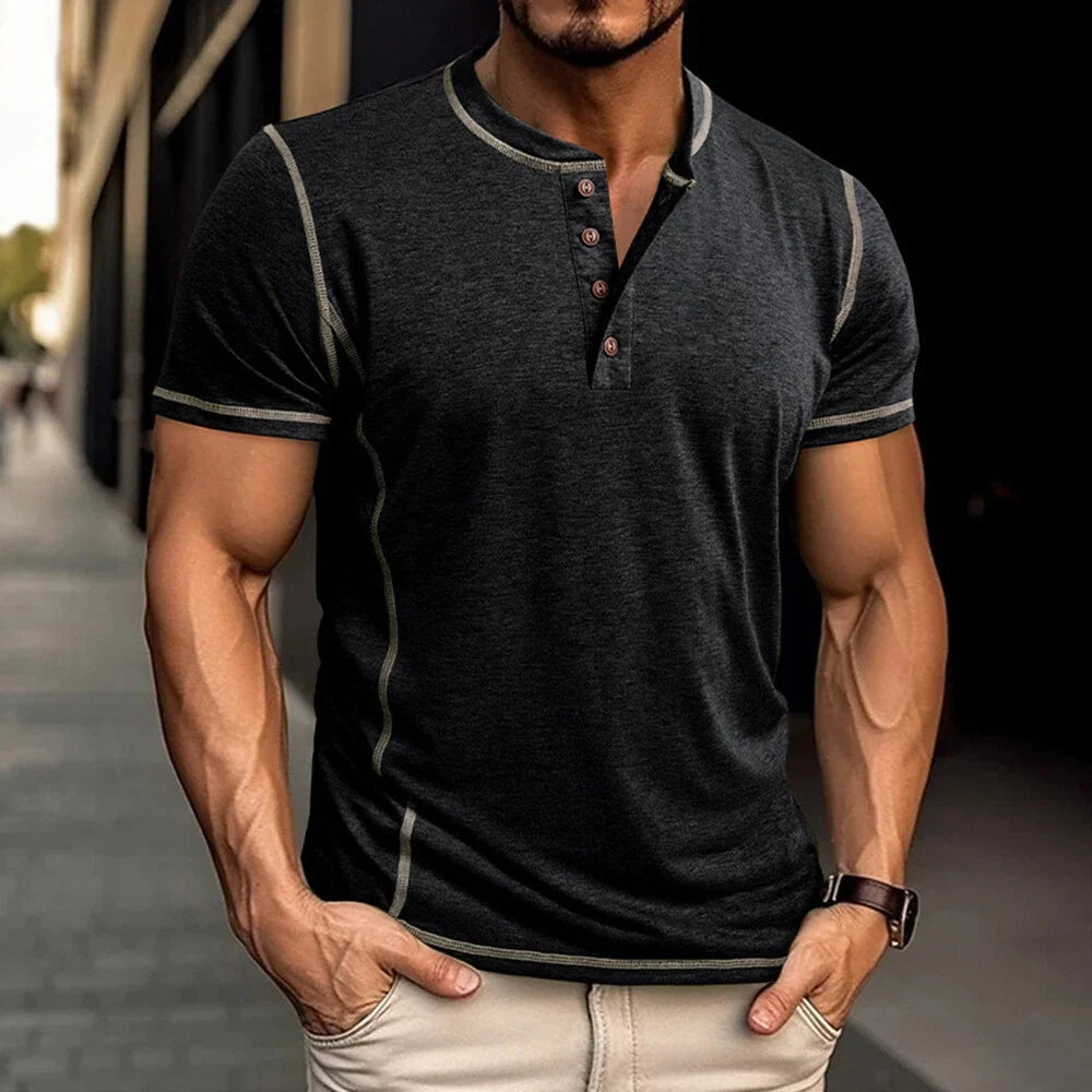 Bardwell - Playera Henley de tacto suave