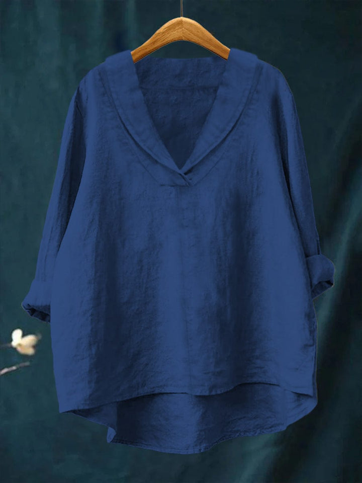 Bellissea - Blusa elegante drapeada con escote en V