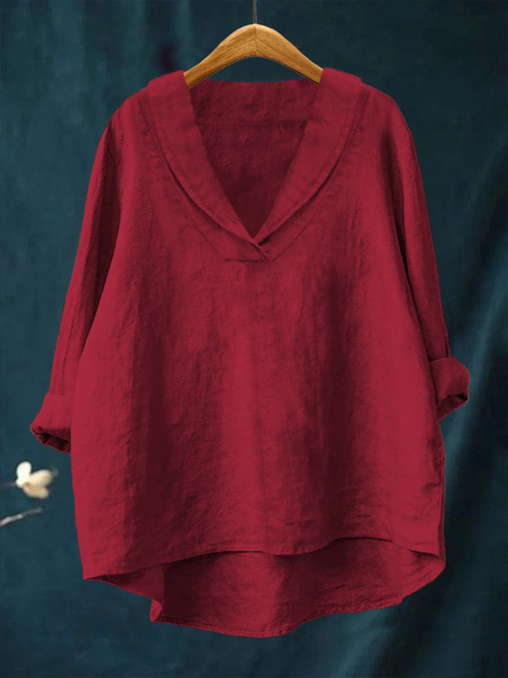 Bellissea - Blusa elegante drapeada con escote en V