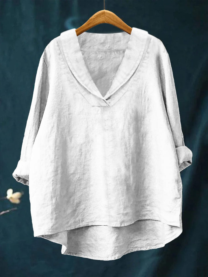 Bellissea - Blusa elegante drapeada con escote en V