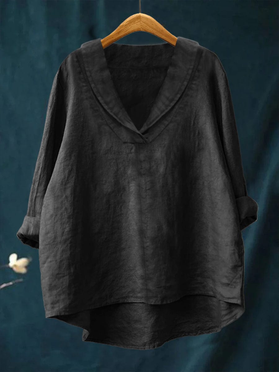 Bellissea - Blusa elegante drapeada con escote en V