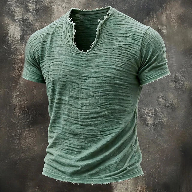 Jarrett - Playera de cuello en V texturizada