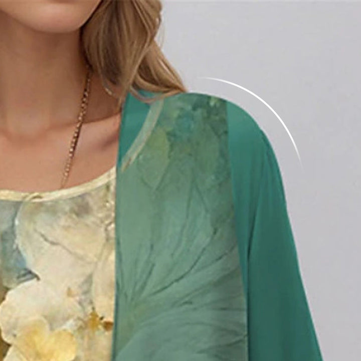 Delavelle - Conjunto elegante de vestido midi con capas