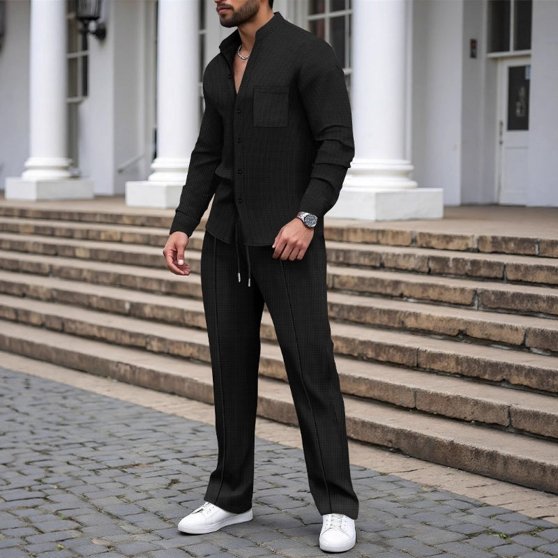 Blake - Conjunto de camiseta de tejido waffle texturizado y pantalón