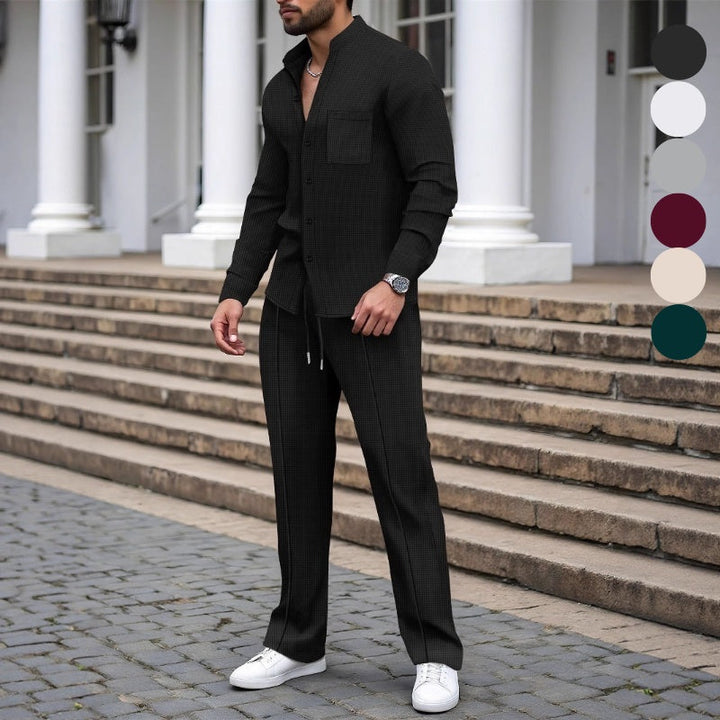Blake - Conjunto de camiseta de tejido waffle texturizado y pantalón