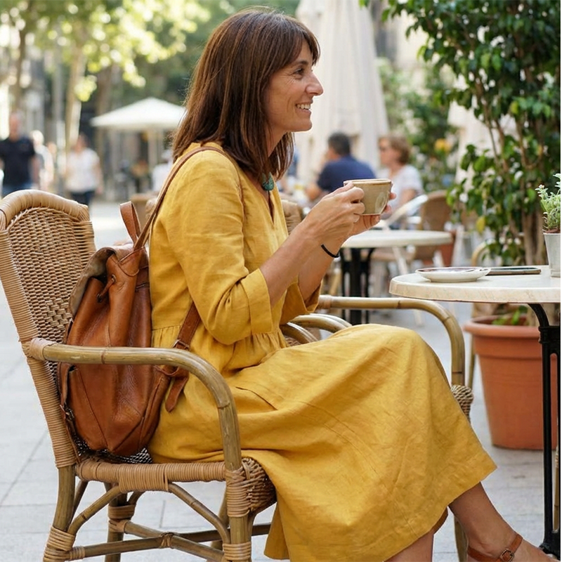 Avenille - Vestido midi con escote en V y tacto suave