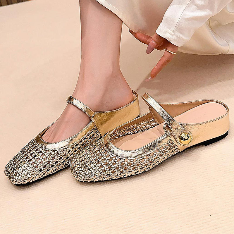 Ulia - mules estilo merceditas de punta cuadrada transpirables