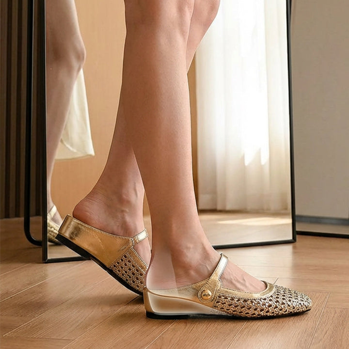 Ulia - mules estilo merceditas de punta cuadrada transpirables