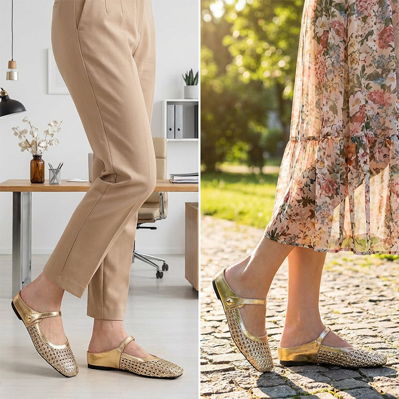 Ulia - mules estilo merceditas de punta cuadrada transpirables