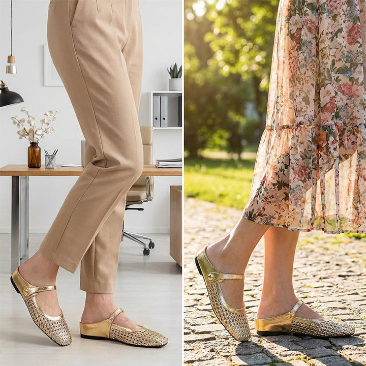 Ulia - mules estilo merceditas de punta cuadrada transpirables