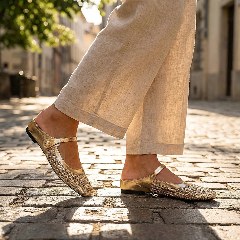 Ulia - mules estilo merceditas de punta cuadrada transpirables