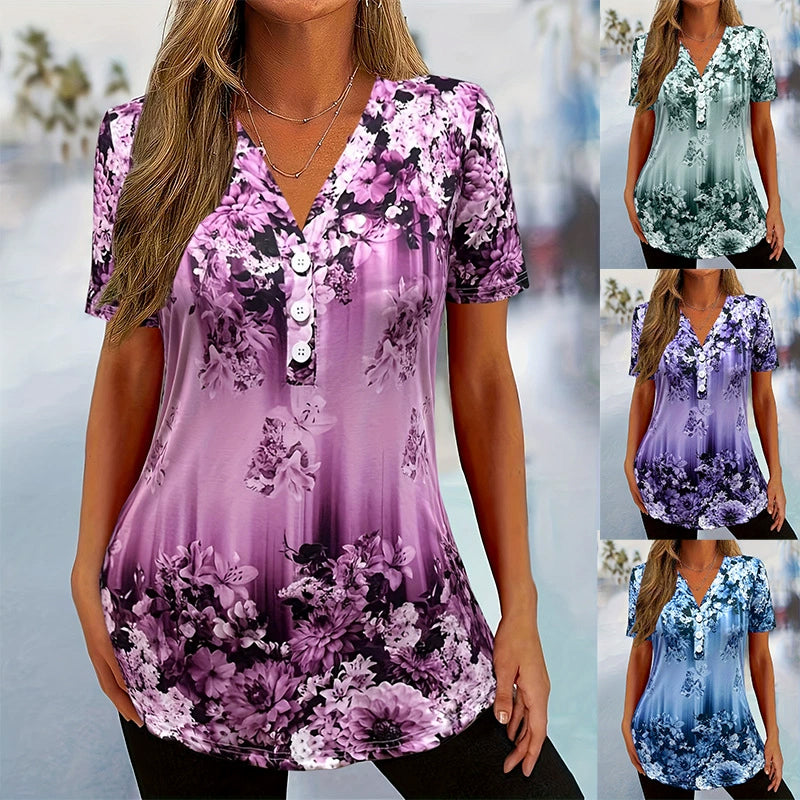 Briala - Blusa floral con escote en V