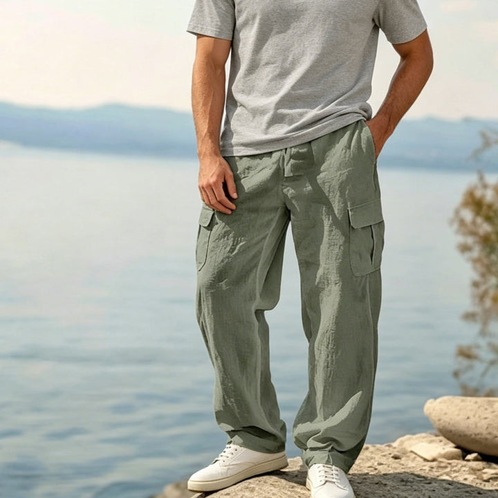 Donovan - Pantalones cargo de lino transpirables