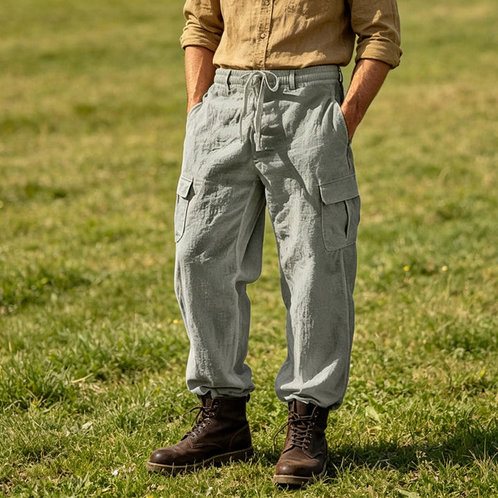 Donovan - Pantalones cargo de lino transpirables