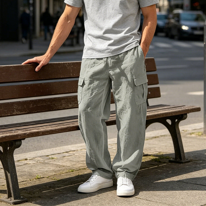 Donovan - Pantalones cargo de lino transpirables