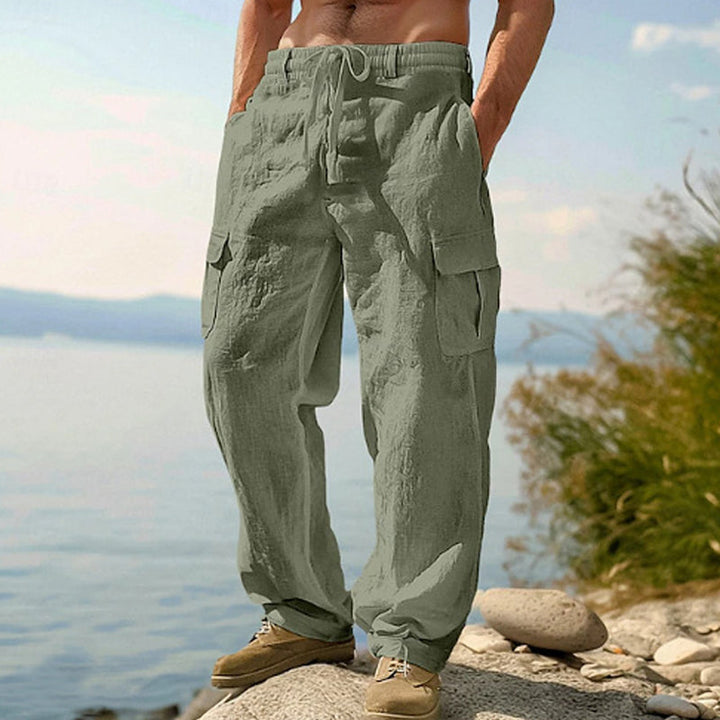 Donovan - Pantalones cargo de lino transpirables