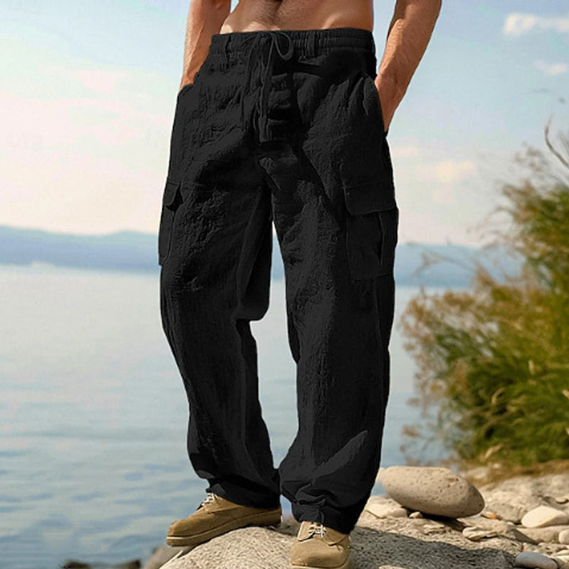 Donovan - Pantalones cargo de lino transpirables