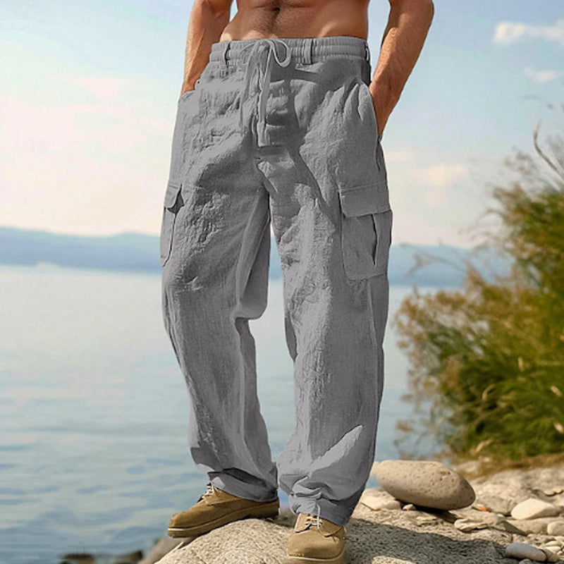 Donovan - Pantalones cargo de lino transpirables