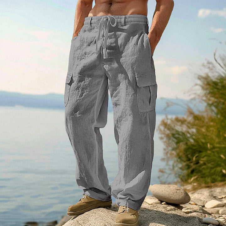 Donovan - Pantalones cargo de lino transpirables