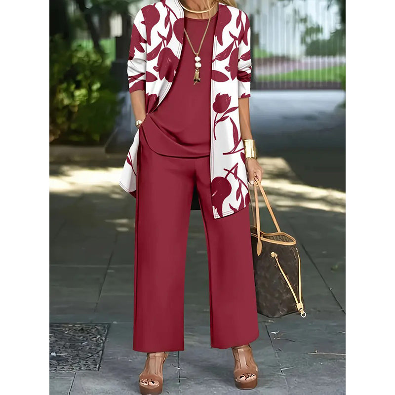 Ursula - Conjunto floral de 3 piezas de tacto suave