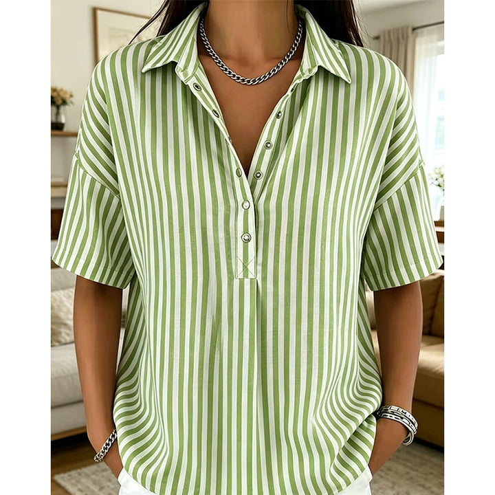 Alicia - Top a rayas con cuello en V y tacto suave