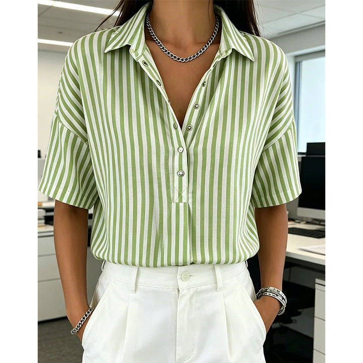 Alicia - Top a rayas con cuello en V y tacto suave