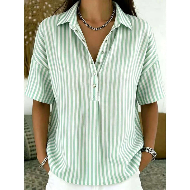 Alicia - Top a rayas con cuello en V y tacto suave