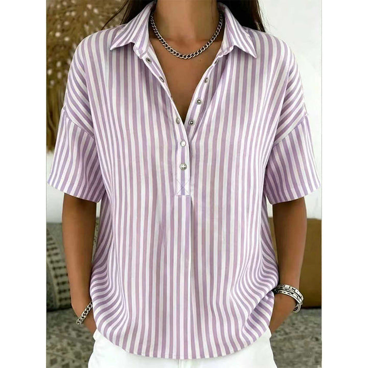 Alicia - Top a rayas con cuello en V y tacto suave