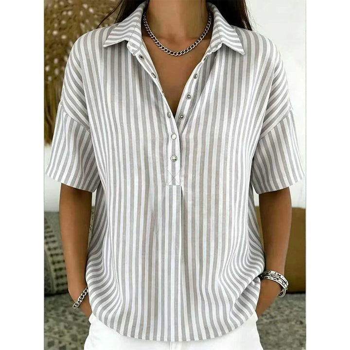 Alicia - Top a rayas con cuello en V y tacto suave