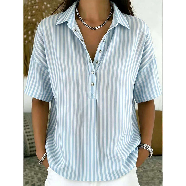 Alicia - Top a rayas con cuello en V y tacto suave