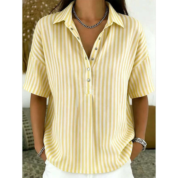 Alicia - Top a rayas con cuello en V y tacto suave