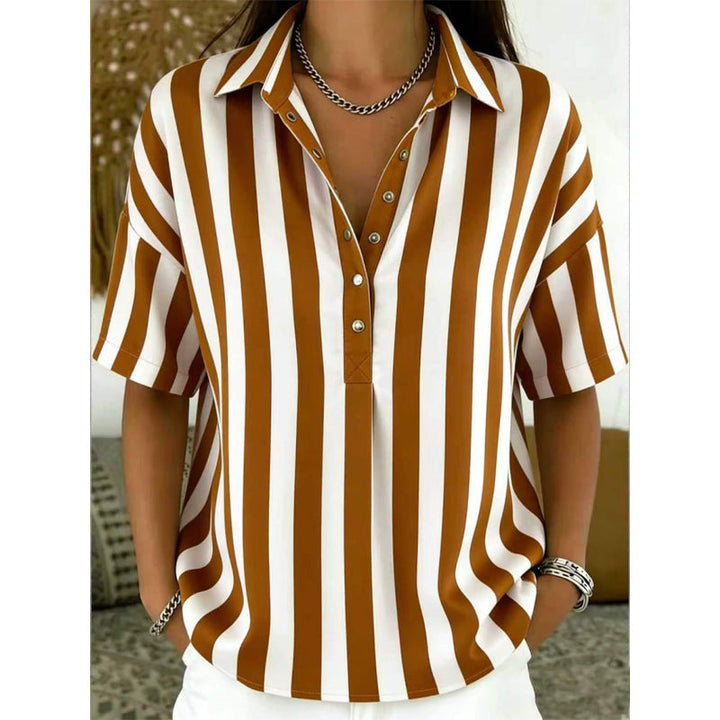 Alicia - Top a rayas con cuello en V y tacto suave