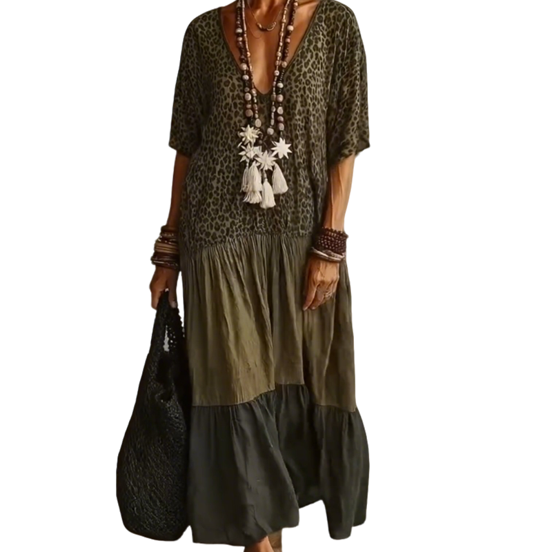 Catrina - Vestido maxi boho ultraligero con holanes
