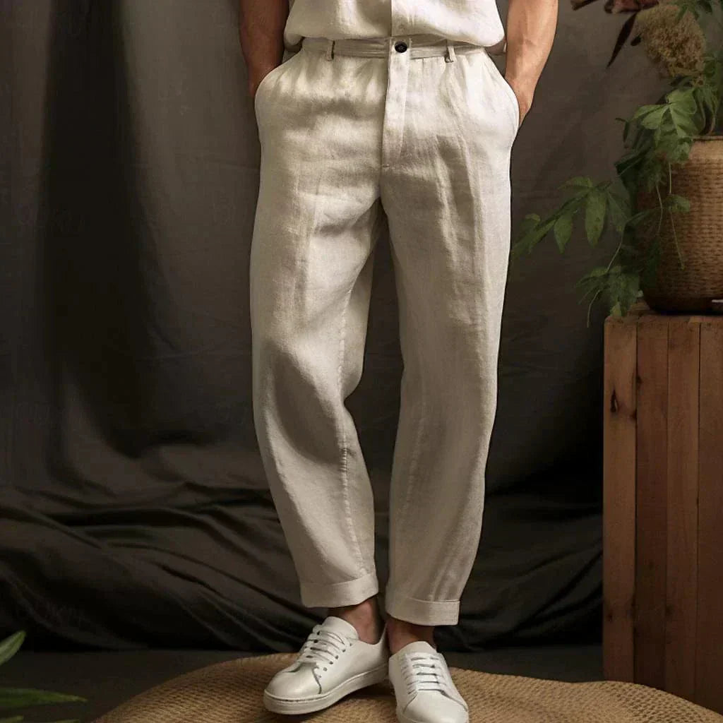 Yorick - Pantalón de lino transpirable con cintura ajustable