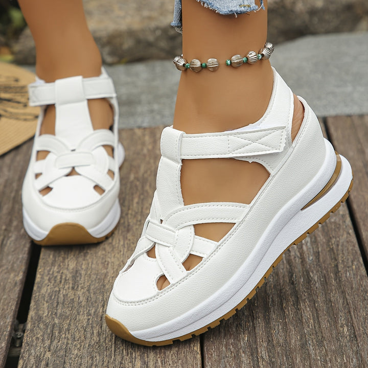 Novessia - Sandalias de cuña con plataforma y detalle calado