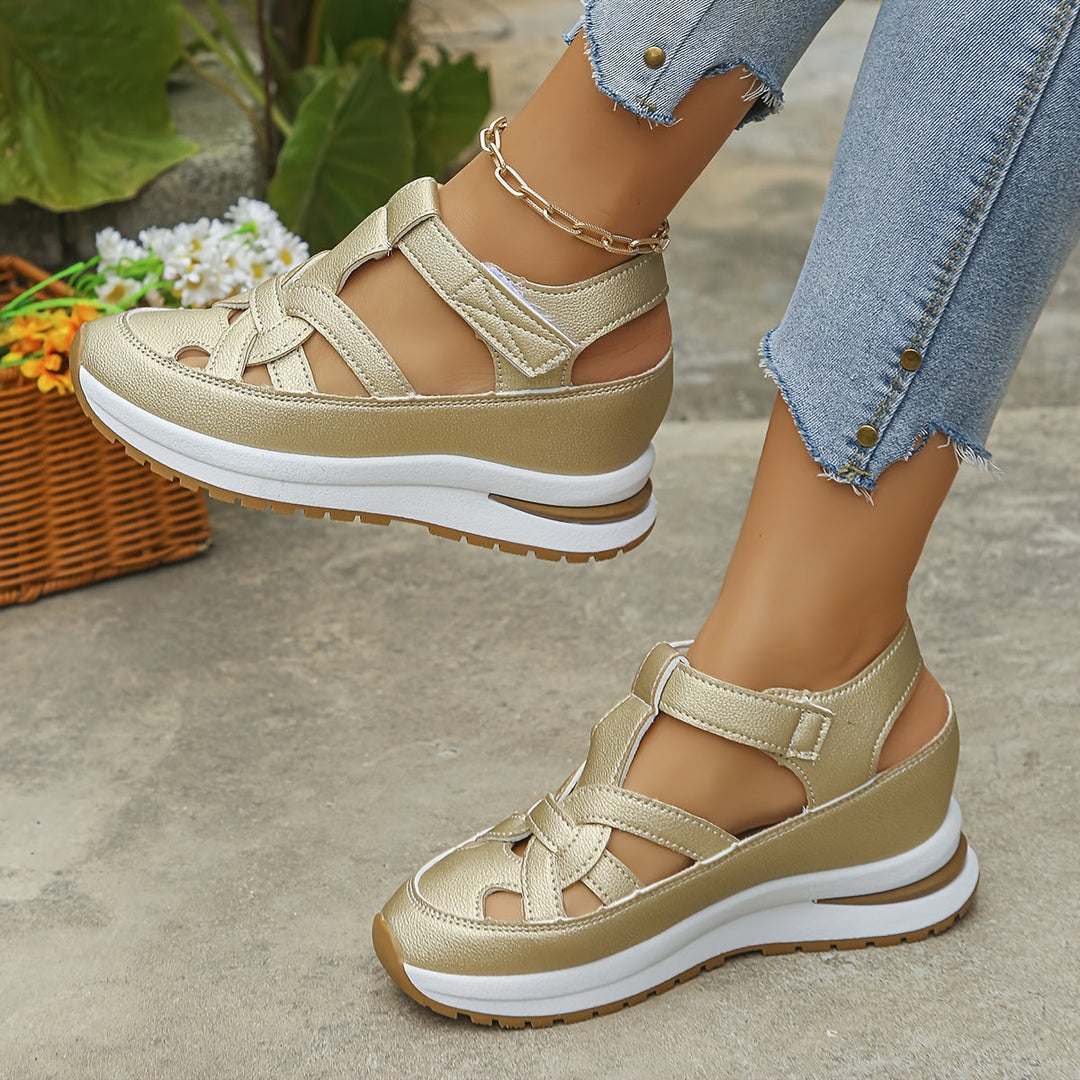 Novessia - Sandalias de cuña con plataforma y detalle calado