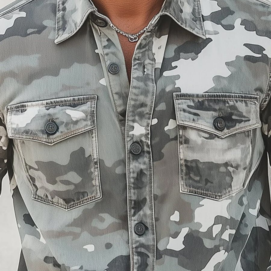 Cassiel - Camisa de camuflaje suave al tacto