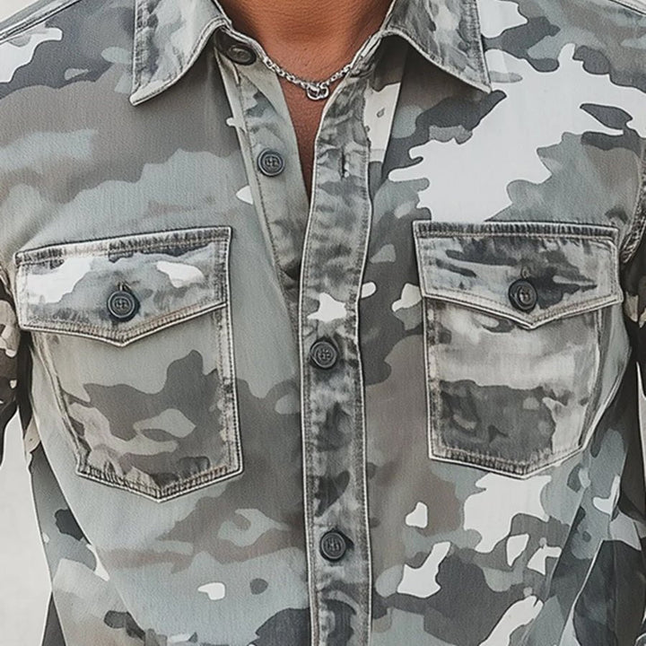 Cassiel - Camisa de camuflaje suave al tacto