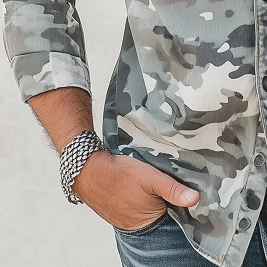 Cassiel - Camisa de camuflaje suave al tacto