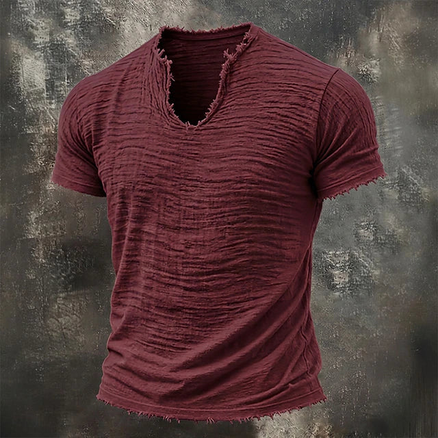 Jarrett - Playera de cuello en V texturizada