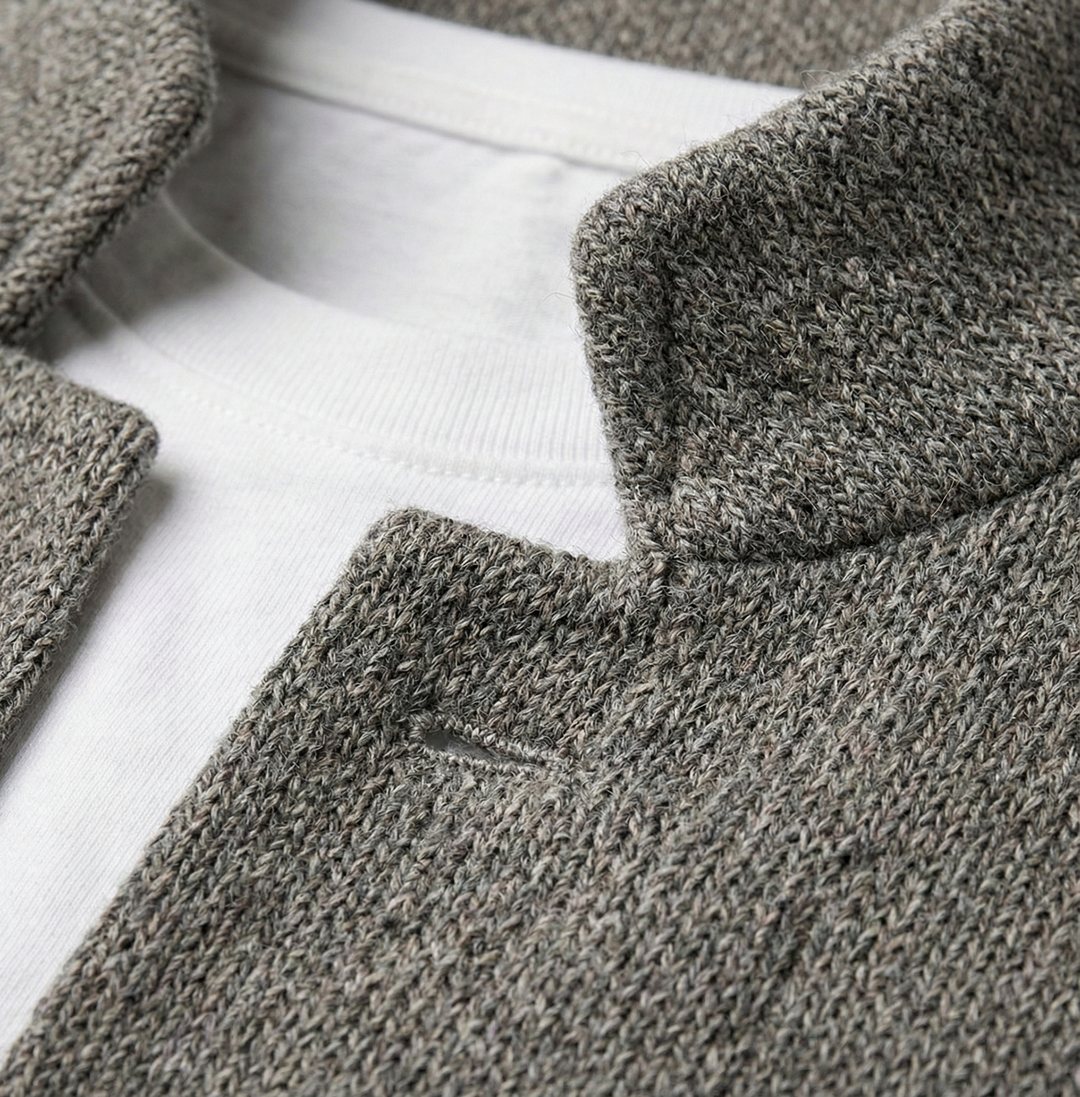 Eldhaven - Blazer texturizado de cuello mandarín
